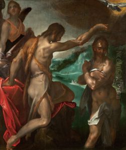Baptism of Christ. by Bartholomeus Spranger
