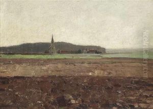 Landscape With Church And Acre. Oil/canvas/carboard, Signed, Verso Inscribed Landscape With Church And Acre. Oil/canvas/carboard, Signed, Verso Inscribed