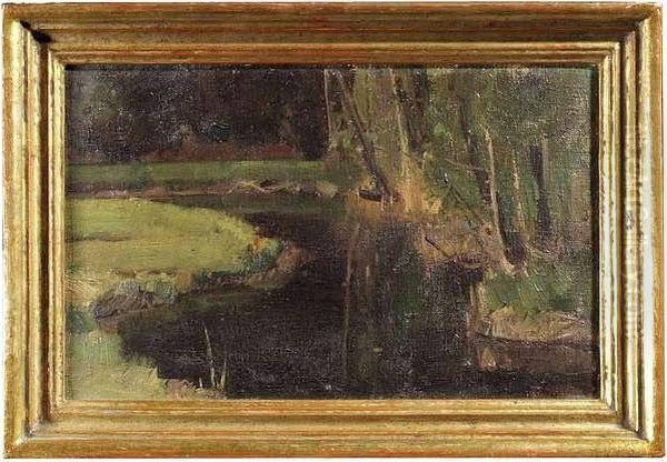 Autumnal River Landscape. Oil/canvas, Signed And Dated - view 1