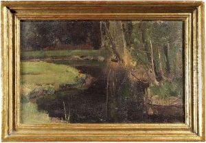Autumnal River Landscape. Oil/canvas, Signed And Dated by Bernhard Buttersack