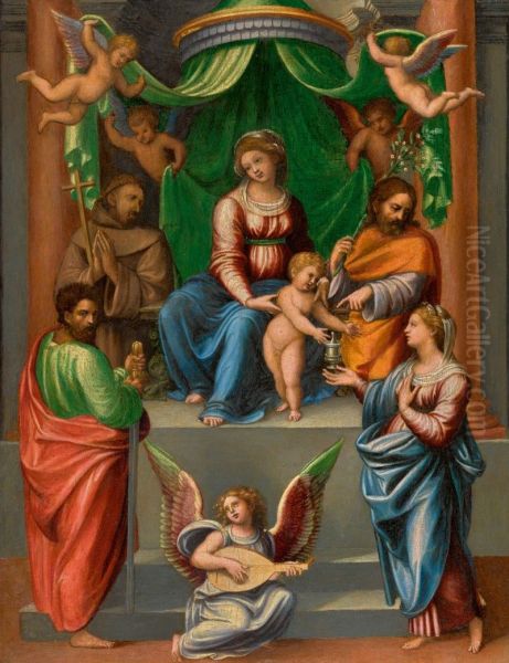 THE MADONNA AND CHILD ENTHRONED, WITH SAINT PAUL, SAINT FRANCIS OF ASSISI, SAINT JOSEPH AND MARY MAGDALEN - view 1