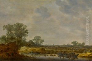 LANDSCAPE WITH FISHERMEN TENDING FISHING TRAPS