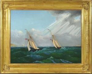 Buttersworth, Sailing, Boston, O/c by James Buttersworth