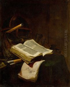 STILL LIFE WITH AN OPEN BOOK by unknown