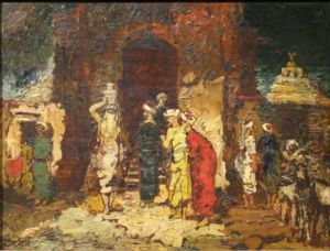 Turcs a la mosquee. by Adolphe Joseph Thomas Monticelli