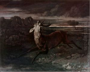 Le Cerf a l'eau, chasse a courreorLe Cerf force by Gustave Courbet