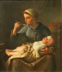 Femme faisant manger son enfant (La bouillie).