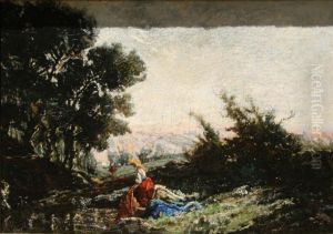 Lavandiere au ruisseau by Paul Guigou
