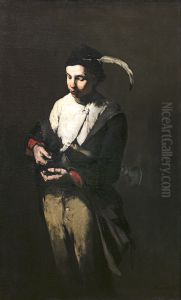 'The Flautist', says 'The recipe'Francais:Le Fluteur, dit La recetteItaliano:'Il Flautista', dice 'La ricetta' by Augustin Theodule Ribot