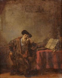 Old Man at Study by Karel van der Pluym