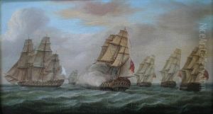 English And French Fleets In Line Of Battle by James E. Buttersworth