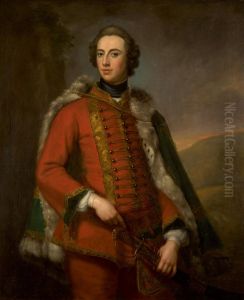 PORTRAIT OF WALTER SMYTHE, THREE-QUARTER-LENGTH, WEARING UNIFORM WITH A FUR-LINED GREEN CLOAK