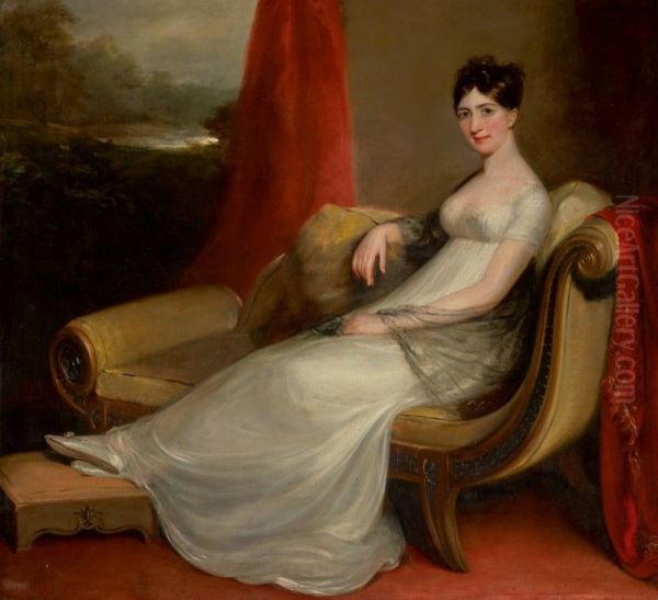 PORTRAIT OF MARIA VICENTA SOLIS LASSO DE LA VEGA, DUCHESS OF FERNAN-NUNEZ (B. 1780), FULL-LENGTH, RECLINING ON A CHAISE LONGUE - view 1