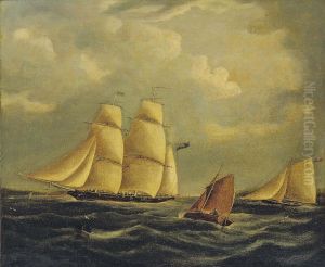 Buttersworth An Armed Brig And Cutter In The Channel by James E. Buttersworth