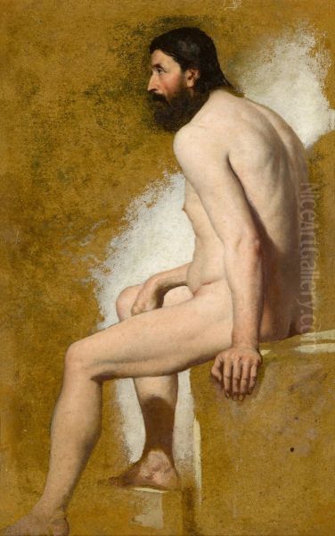 STUDY OF A BEARDED MALE NUDE - view 1