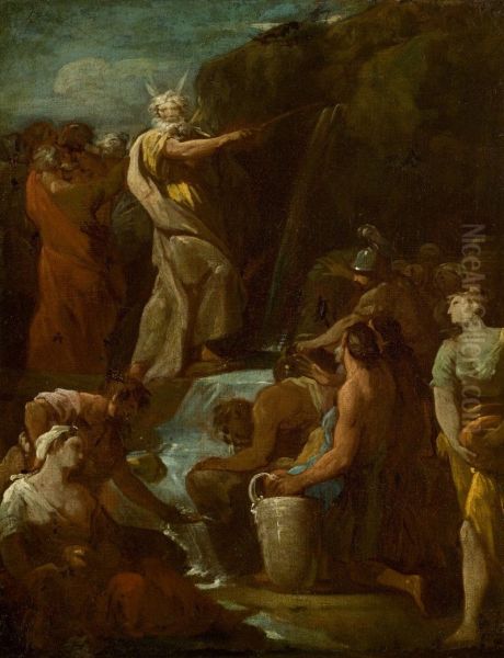 MOSES BRINGS FORTH WATER OUT OF THE ROCK - view 1