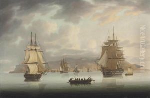 Funchal Roadstead, H.m.s. Blenheim With Greyhound And Harrier Outward Bound