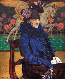 Portrait of artist's wife with Pegasus.