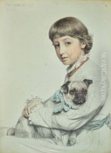 PORTRAIT OF REINE CHAPMAN AND HER PUG-DOG