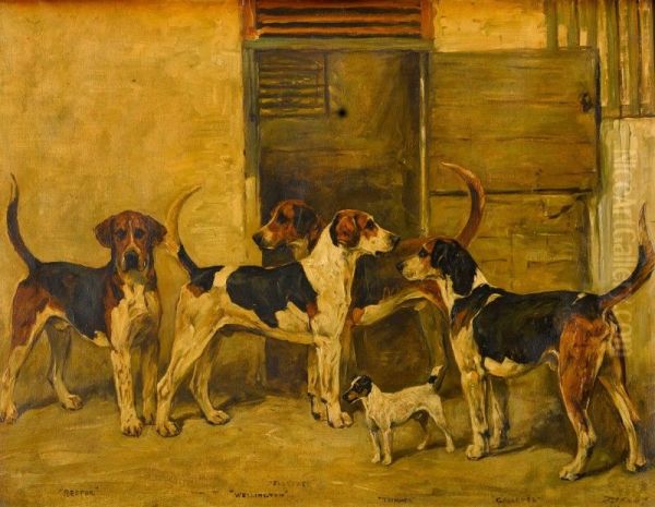 FOX HOUNDS AND A TERRIER - view 1