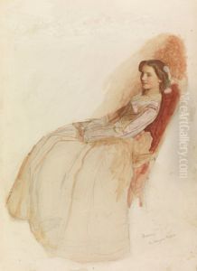 FANNY, SKETCH OF A GIRL IN CRINOLINE DRESS by unknown
