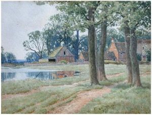 Red brick farmhouse and barns on the Ouse , 1897