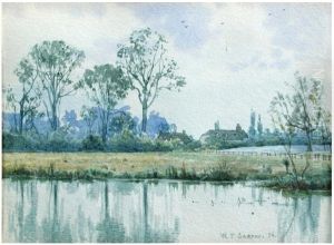 Thatched cottages on the Ouse , 1896