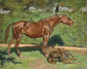 Jument et son poulain by unknown