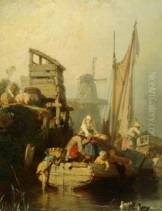 A River Landscape by Eugene Le Poittevin