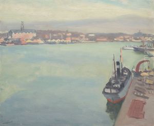 Le port de Stockholm, matin de printemps by unknown