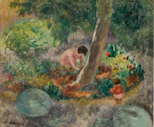 Nono et Pierre dans le jardin