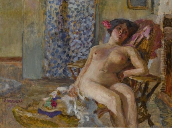 Nu assis, Fleurs dans les cheveux (Etude de nu) - view 1