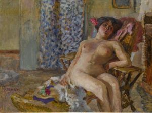 Nu assis, Fleurs dans les cheveux (Etude de nu) by unknown