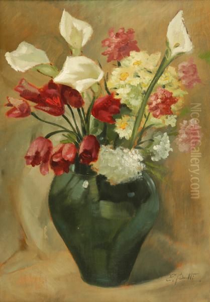 Vaso Verde Con Fiori - view 1
