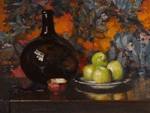 Still Life of a Black Bottle and Apples Still Life of a Black Bottle and Apples