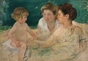 THE SUN BATH, WITH THREE FIGURES by unknown