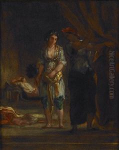 Interieur de harem a Oran by Eugene Delacroix