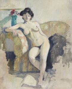 Femme nue assise sur un canape Femme nue assise sur un canape