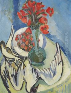 Stilleben mit Moven, Mohn und Erdbeeren by unknown