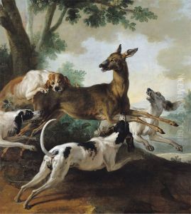 A Deer chased by Dogs by Jean-Baptiste Oudry
