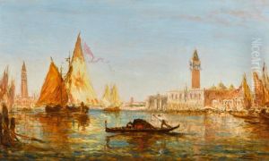 Venise, gondole et voiliers devant le Palais des doges et San Giorgio Maggiore