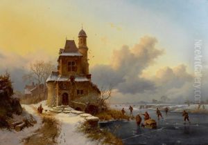 Winter Landscape with Skaters by unknown