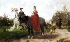 The Conversation; Resting Beside The Horses by Hans Gerhard Hans Buttner /