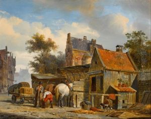 A Street Scene with a Blacksmith at Work