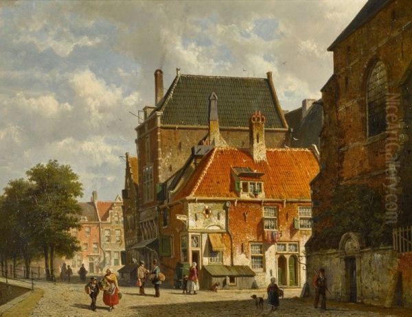 Figures on a Sunlit Street - view 1