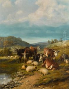 Cattle and Sheep at a Watering Place by unknown