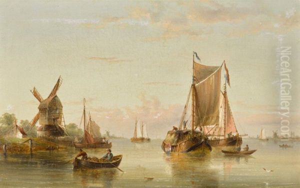 Estuary Scene with Coastal Vessels - view 1