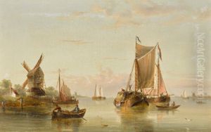 Estuary Scene with Coastal Vessels Estuary Scene with Coastal Vessels