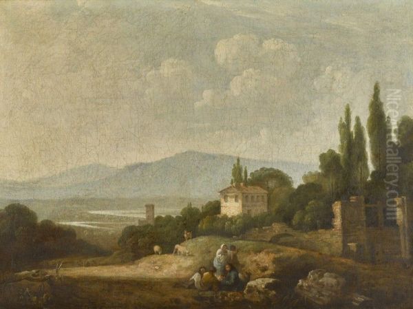 A view over Villa Madama, Rome, and surrounding countryside - view 1