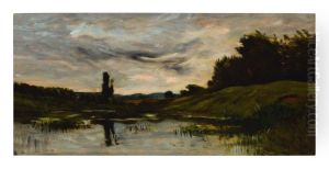 COUCHER DU SOLEIL SUR LA RIVIERE by unknown